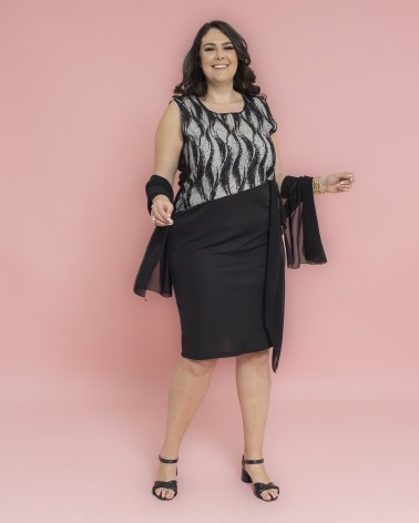 ABITO CORPETTO PAILLETTES CON STOLA