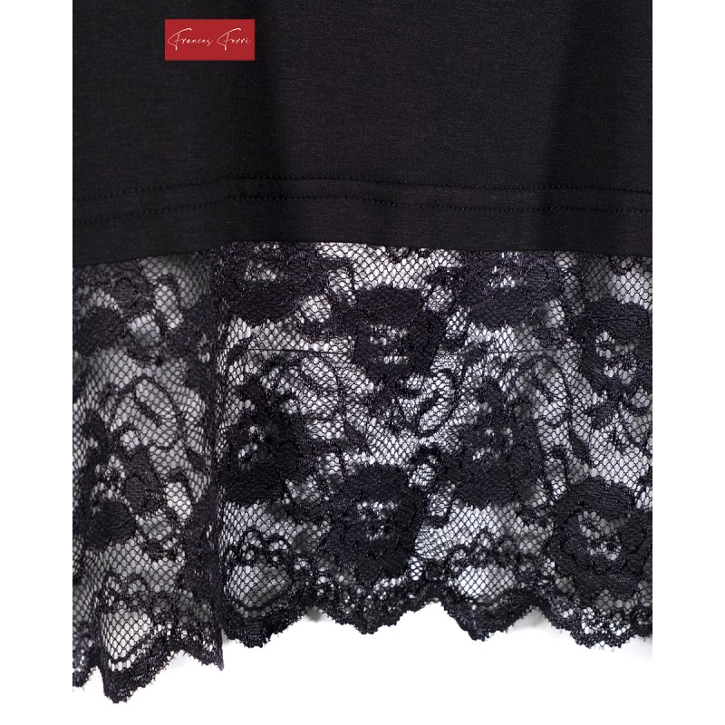 FRANCES FERRI: CANOTTA VISCOSA FASCIA PIZZO