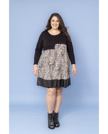 ABITO ANIMALIER PELLE+PIZZO