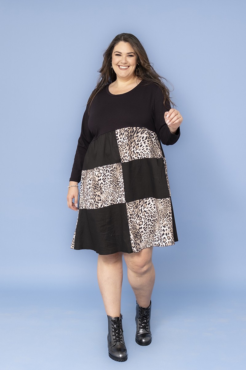 ABITO QUADRI ANIMALIER POP