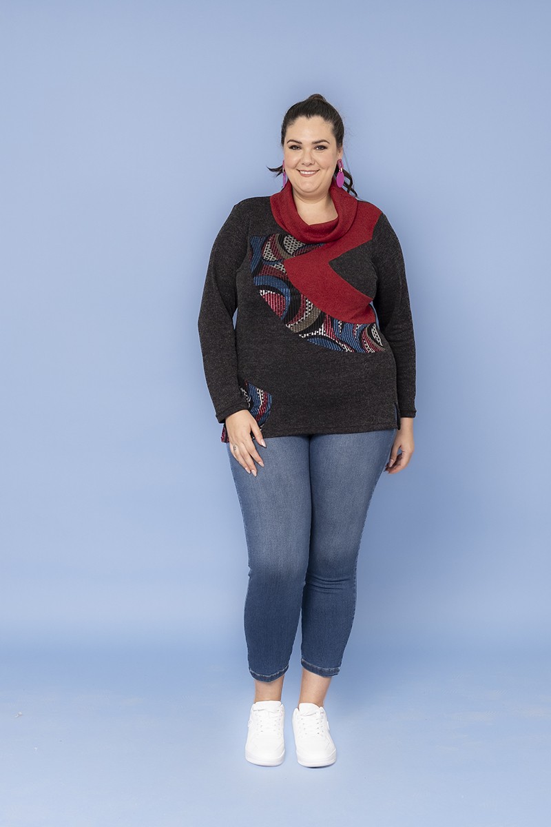 MAGLIA COLLO CIAMBELLA ROSSO
