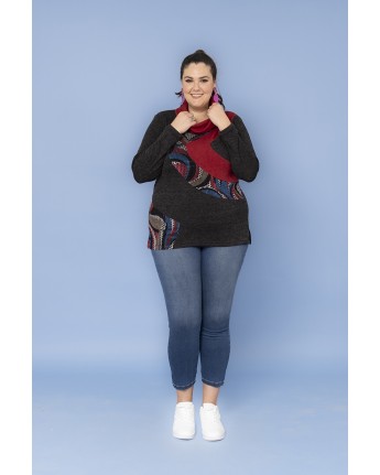 MAGLIA COLLO CIAMBELLA ROSSO