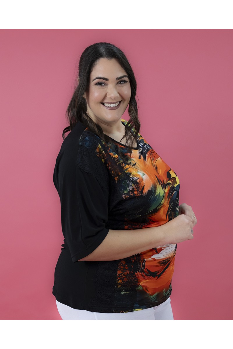 MAGLIA MANICA FANTASIA E PIZZO