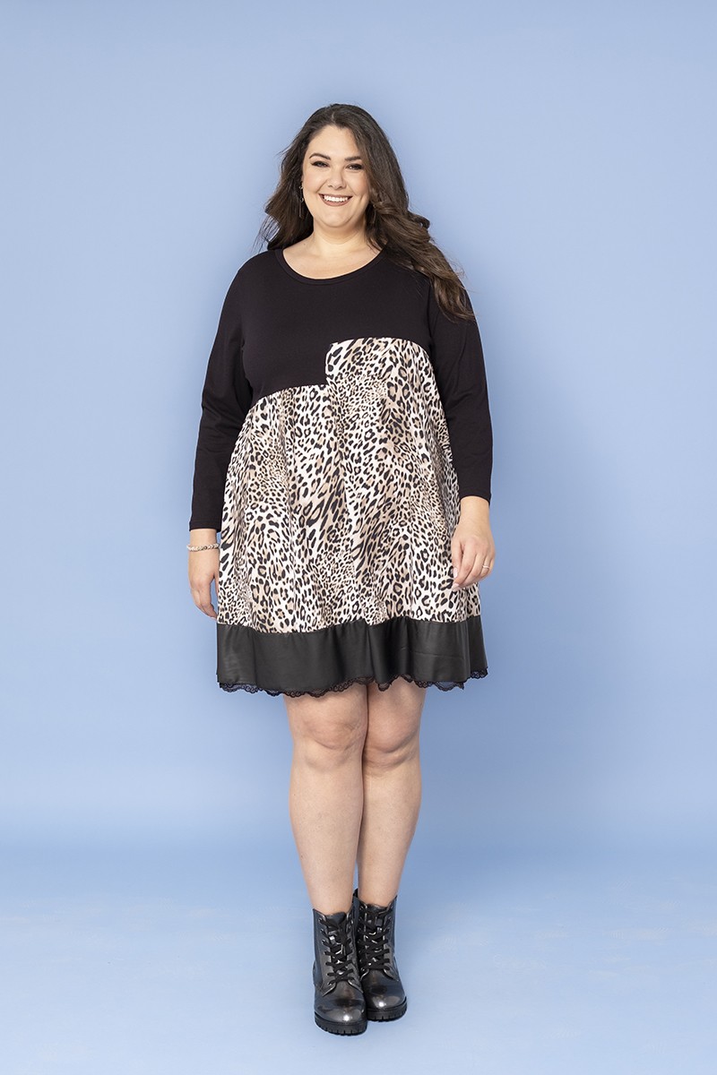 ABITO ANIMALIER PELLE+PIZZO