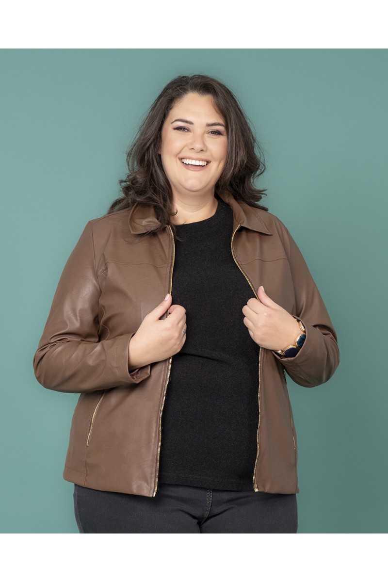 GIUBBINO ECOPELLE CON ZIP ORO