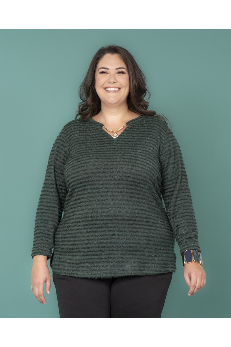MAGLIA RIGA LUREX CON GIOIELLO