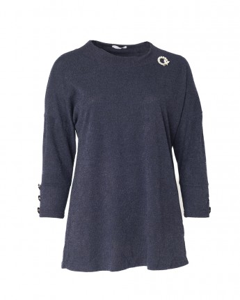 MAGLIA BOTTONI PLATINO E SPILLA