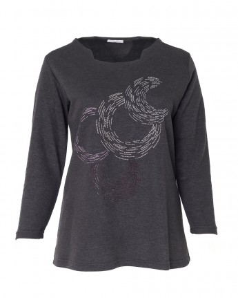 MAGLIA SCOLLO QUADRO E PAILLETTES