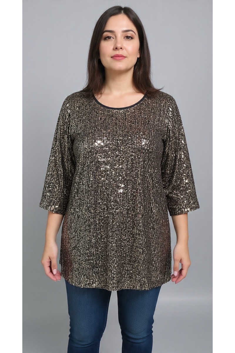 MAGLIA PAILLETTES GIRO COLLO