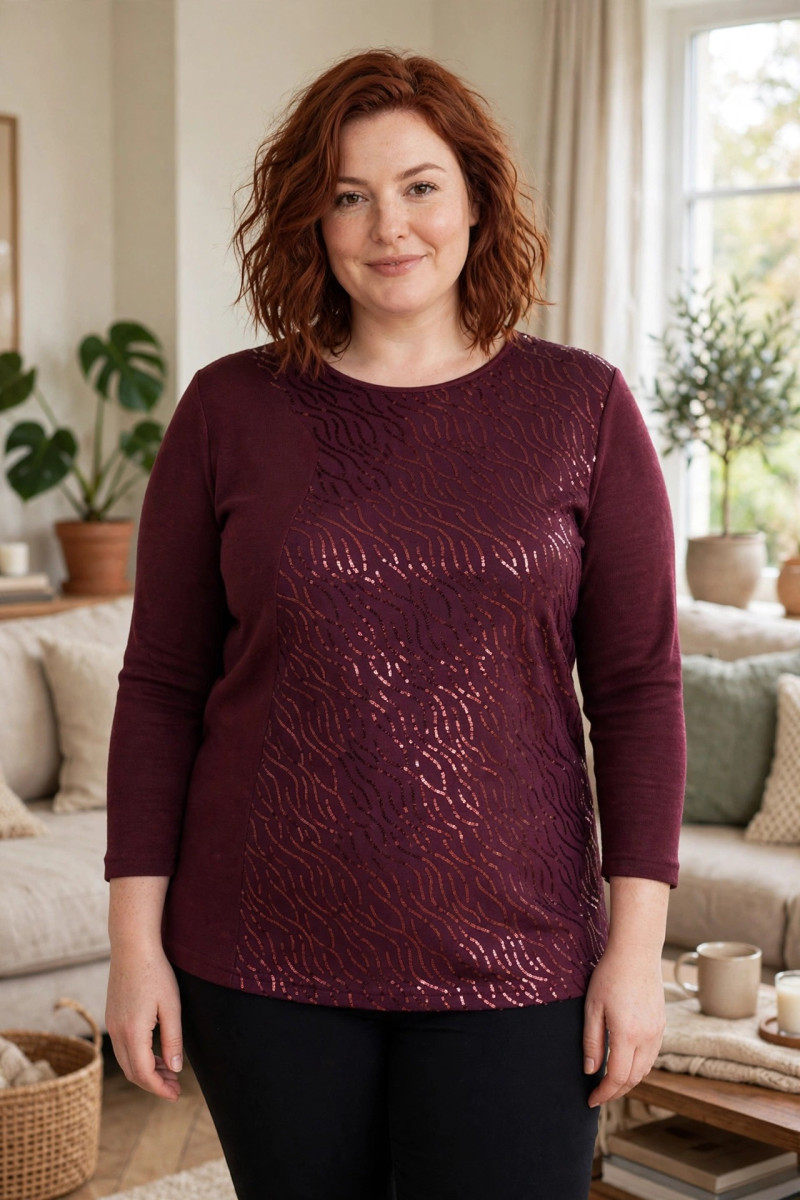 MAGLIA SNELLENTE DAVANTI PAILLETTES