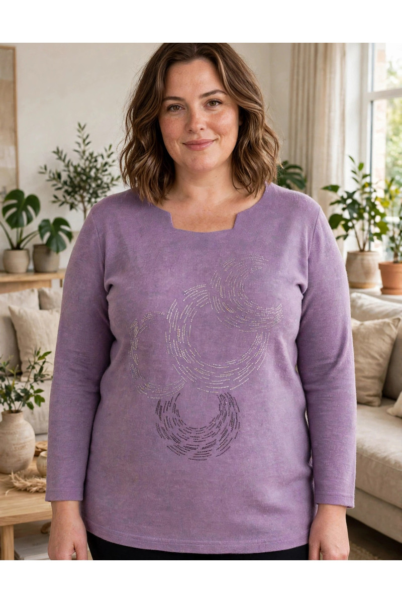 MAGLIA SCOLLO QUADRO E PAILLETTES