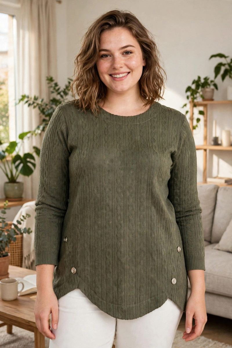 MAGLIA TRECCIA 6 BOTTONI
